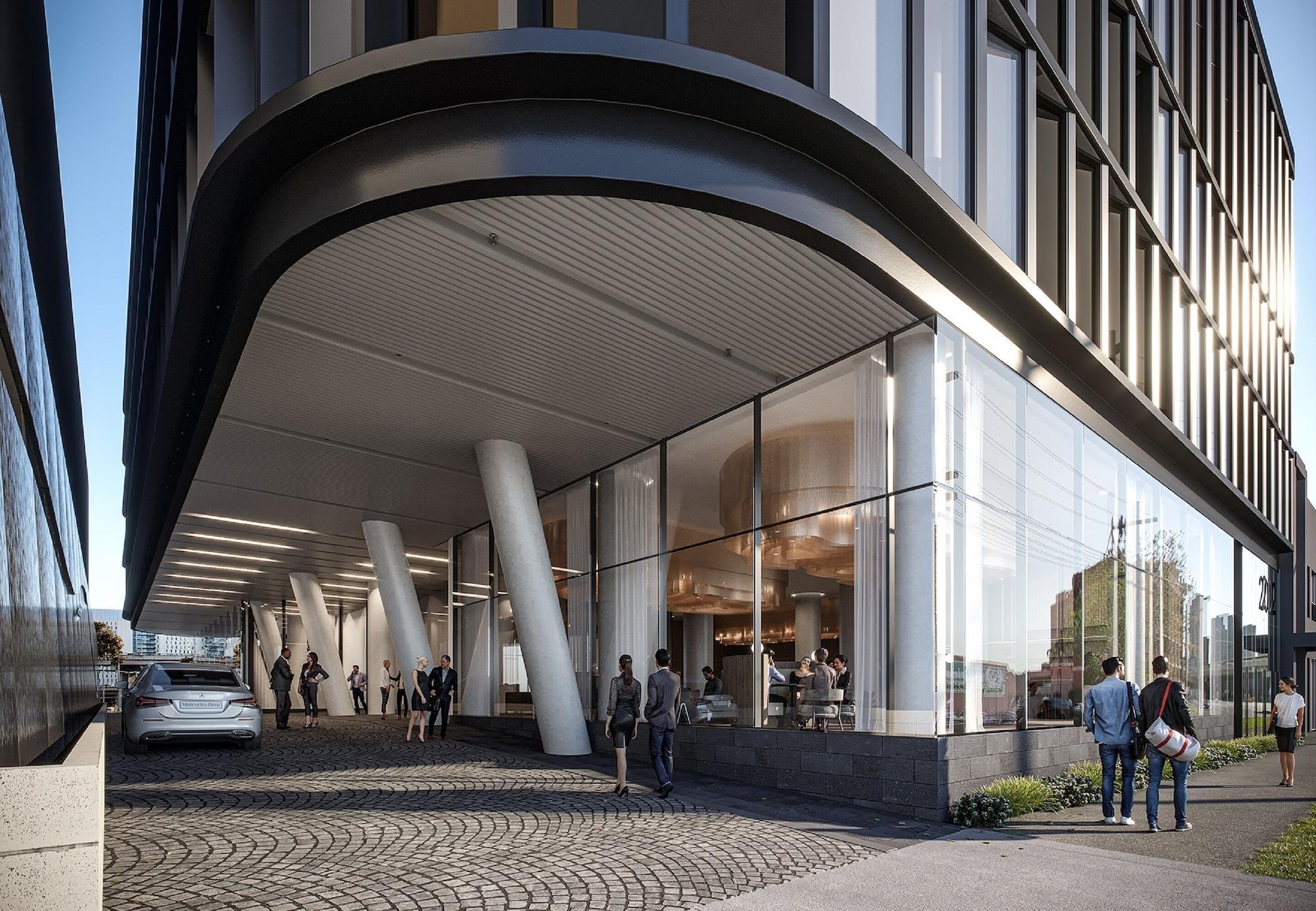 オークウッド プレミア メルボルンアパートホテル エクステリア 写真 The proposed entrance to the station