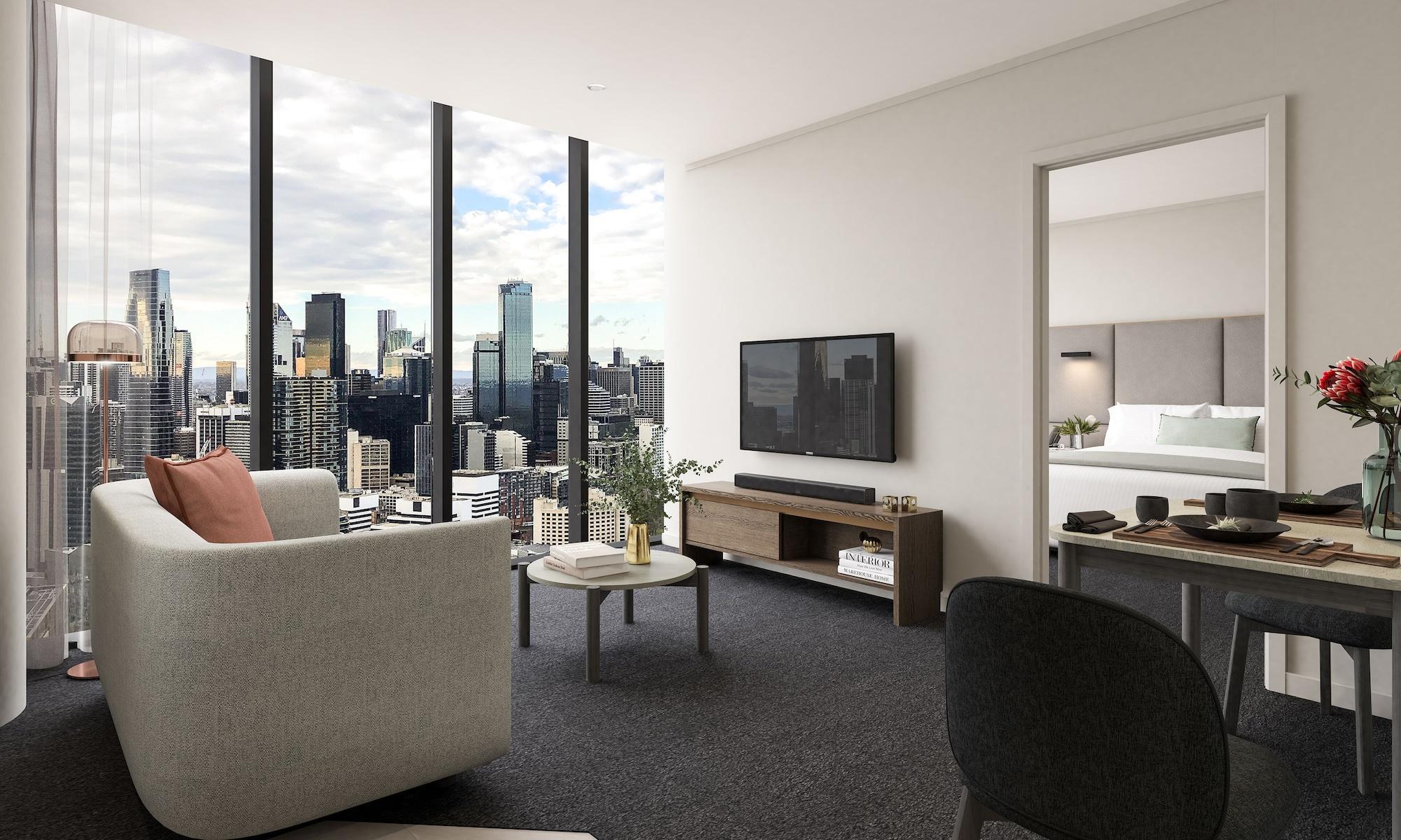 オークウッド プレミア メルボルンアパートホテル エクステリア 写真 The interior of a typical apartment